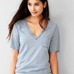 GAP Soft Blue V-Neck Pocket Tee